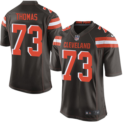 Men's Game Joe Thomas Nike Jersey Brown Home - #73 NFL Cleveland Browns
